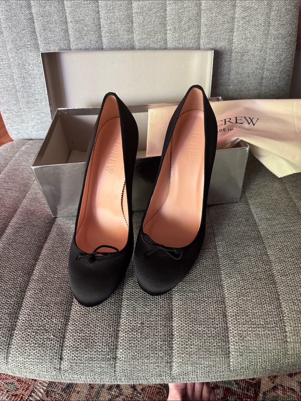 J. Crew Black Satin Round Toe Ballet Pump